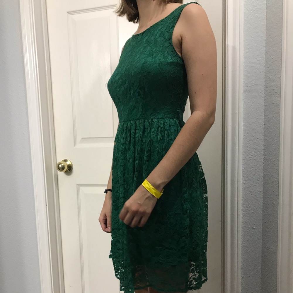 Green lace modcloth dress.